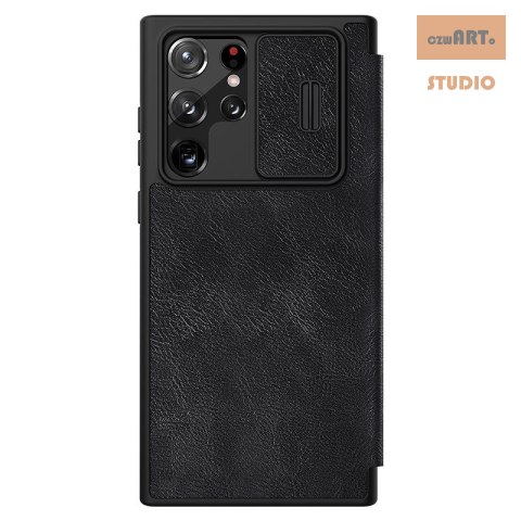 Nillkin Qin Pro Leather Case Samsung S22 Ultra, BLACK / CZARNY