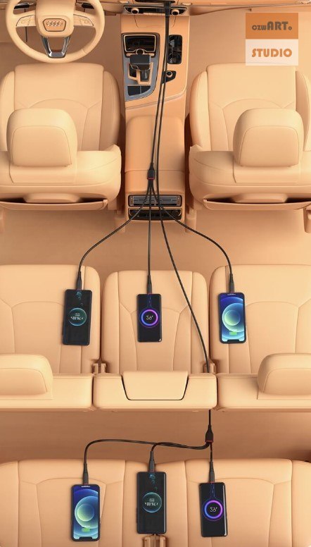 XO KABEL NB196 6w1 USB-C/LIGHTNIGN/MICRO czarny 1,2m + 2,5m XO KABEL NB196 6w1 USB-C/LIGHTNIGN/MICRO czarny 1,2m + 2,5m