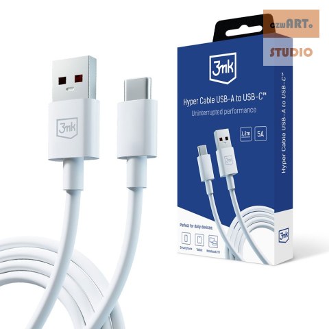 3MK KABEL HYPER USB/TYPE-C 1,2m 5A biały