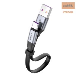 KABEL BASEUS SIMPLE USB/USB-C 5A 40W QC 3.0 23 CM PŁASKI SZARY