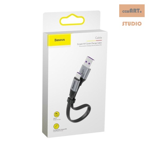 KABEL BASEUS SIMPLE USB/USB-C 5A 40W QC 3.0 23 CM PŁASKI SZARY KABEL BASEUS SIMPLE USB/USB-C 5A 40W QC 3.0 23 CM PŁASKI SZARY