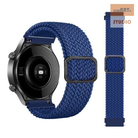 Pleciony pasek do zegarka / smartwatch 20mm, NAVY / GRANATOWY