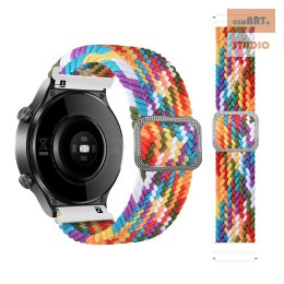 Pleciony pasek do zegarka / smartwatch 20mm, RAINBOW / TĘCZOWY