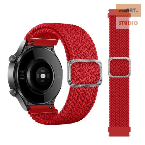 Pleciony pasek do zegarka / smartwatch 20mm, RED / CZERWONY