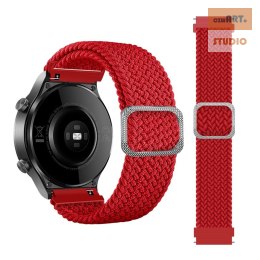 Pleciony pasek do zegarka / smartwatch 22mm, RED / CZERWONY