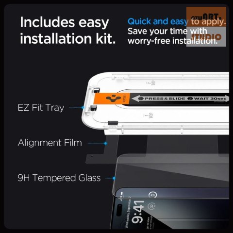 SPIGEN GLAS.TR EZ FIT FC IPHONE 15 PRO MAX 2-PACK BLACK + ADAPTER SPIGEN GLAS.TR EZ FIT FC IPHONE 15 PRO MAX 2-PACK BLACK + ADAPTER