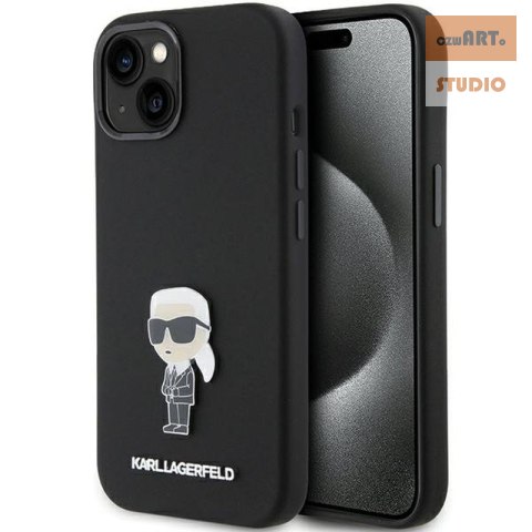 KARL LAGERFELD IPHONE 15 IKONIK METAL PIN KLHCP15SSMHKNPK BLACK