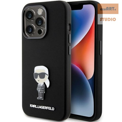 KARL LAGERFELD IPHONE 15 PRO IKONIK METAL PIN KLHCP15LSMHKNPK BLACK