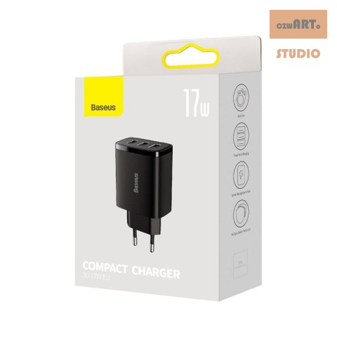 ŁAD SIEC BASEUS COMPACT QUICK CHARGER 3xUSB 17W CZARNA/BLACK ŁAD SIEC BASEUS COMPACT QUICK CHARGER 3xUSB 17W CZARNA/BLACK
