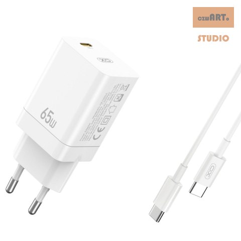 XO ŁAD SIEC CE10 PD 65W 1xUSB-C BIAŁA + KABEL USB-C/USB-C