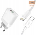 XO ŁAD SIEC L64 20W PD/QC 3.0 BIAŁA plus KABEL LIGHTNING