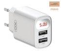 XO ŁAD SIEC L95 2xUSB 2,4A BIAŁA Z WYŚWIETLACZEM
