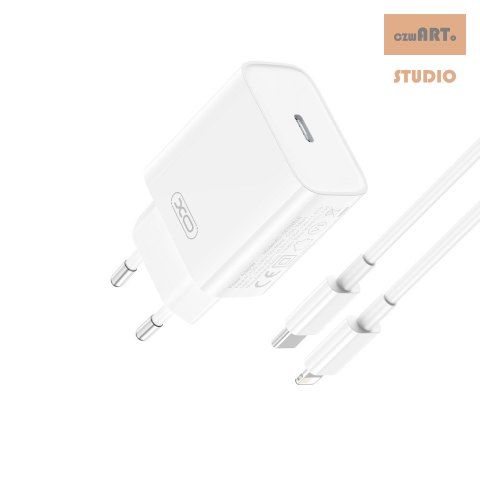 XO ŁAD SIEC CE15 PD 20W USB-C BIAŁA + KABEL USB-C/LIGHTNING