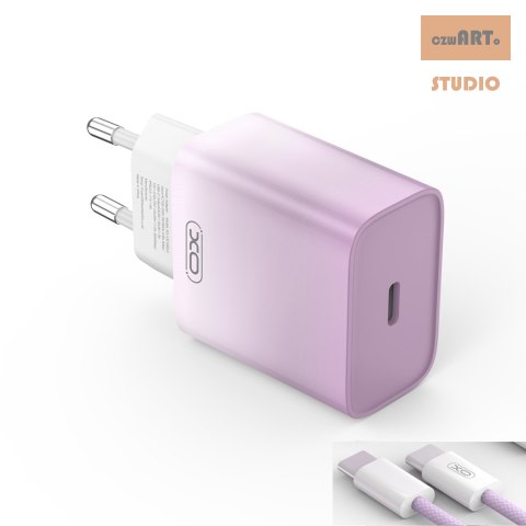 XO ŁAD SIEC CE18 PD 30W USB-C FIOLETOWO-BIAŁA + KABEL USB-C