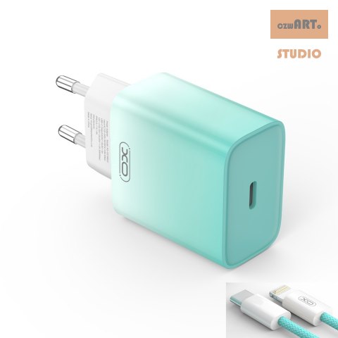 XO ŁAD SIEC CE18 PD 30W USB-C NIEBIESKO-BIAŁA + KABEL LIGHTNING