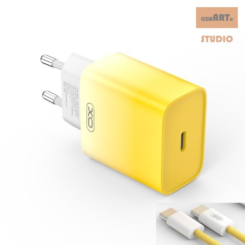 XO ŁAD SIEC CE18 PD 30W USB-C ŻÓŁTO-BIAŁA + KABEL USB-C