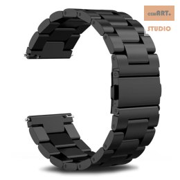 Pasek ze stali nierdzewnej do zegarka / smartwatch 20mm, BLACK / CZARNY