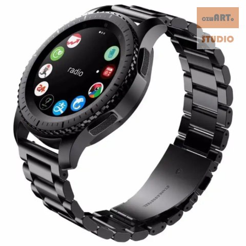 Pasek ze stali nierdzewnej do zegarka / smartwatch 20mm, BLACK / CZARNY Pasek ze stali nierdzewnej do zegarka / smartwatch 20mm, BLACK / CZARNY