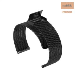 Regulowany pasek ze stali nierdzewnej do zegarka/smartwatch 20mm, BLACK/CZARNY