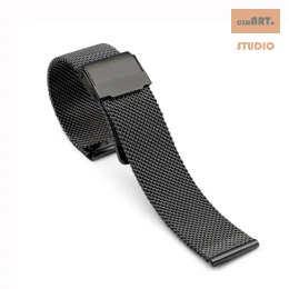 Regulowany pasek ze stali nierdzewnej do zegarka/smartwatch 20mm, BLACK/CZARNY