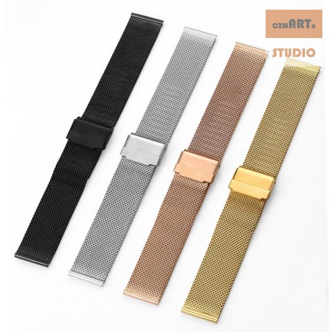 Regulowany pasek ze stali nierdzewnej do zegarka/smartwatch 22mm, BLACK/CZARNY Regulowany pasek ze stali nierdzewnej do zegarka/smartwatch 22mm, BLACK/CZARNY