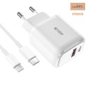 TECH-PROTECT ŁAD SIEC C20W QC3.0 USB-C/USB + KABEL LIGHTNING WHITE