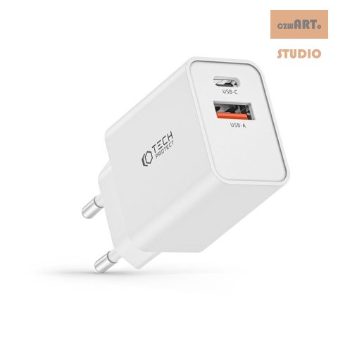 TECH-PROTECT ŁAD SIEC NC30W QC 3.0 USB-C /USB WHITE