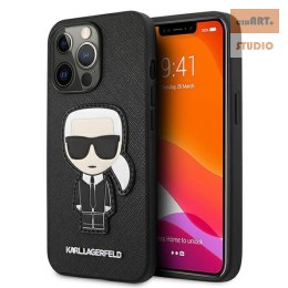 KARL LAGERFELD IPHONE 13 PRO SAFFIANO IKONIK KARLS PATCH KLHCP13LOKPK BLACK