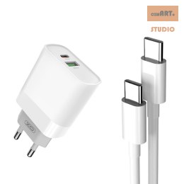 L64 XO ład. siec. 18W biała double port USB QC3.0 / PD USB-C + kabel USB-C box