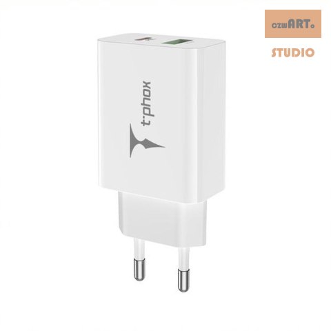 ŁAD SIEC T-PHOX SPEEDY USB-C 20W + USB 18W QC 3.0 BIAŁA/WHITE