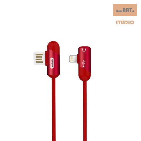 NB38 XO Kabel 8 pin audio 2,4A 1m gniazdo mini jack czerwony