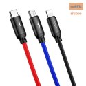 KABEL BASEUS PRIMARY COLORS 3IN1 USB-C/LIGHTNING/MICRO USB 3.5A 1.2M BL