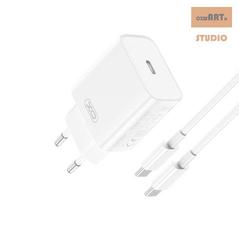 XO ŁAD SIEC CE15 PD 20W USB-C BIAŁA + KABEL USB-C/USB-C