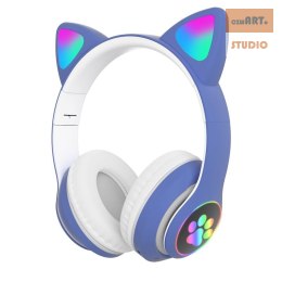 SŁUCHAWKI DLA DZIECI BLUETOOTH LED / KOCIE USZY, BLUE / NIEBIESKI