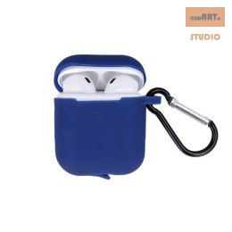 ETUI DO AIRPODS/AIRPODS 2 GRANATOWE Z HACZYKIEM