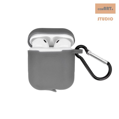 ETUI DO AIRPODS/AIRPODS 2 SZARE Z HACZYKIEM