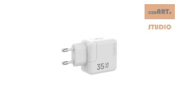 Ładowarka sieciowa MX Burst GaN PD 35W, 2xUSB-C + kabel PD 20W C/Lightning, WHITE/BIAŁY