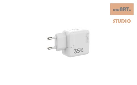 Ładowarka sieciowa MX Burst GaN PD 35W, 2xUSB-C + kabel PD 20W C/Lightning, WHITE/BIAŁY