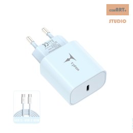 Ładowarka sieciowa T-PHOX MODERATE SERIES T-PP11 20W + KABEL USB-C/USB-C 60W BLUE