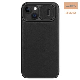 Nillkin Qin Pro Leather Case Iphone 15 (6.1), BLACK / CZARNY