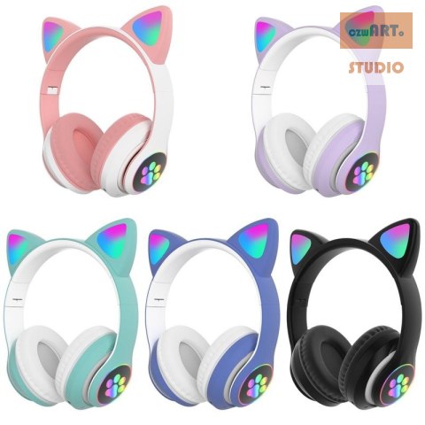 SŁUCHAWKI DLA DZIECI BLUETOOTH LED / KOCIE USZY, BLACK / CZARNY SŁUCHAWKI DLA DZIECI BLUETOOTH LED / KOCIE USZY, BLACK / CZARNY