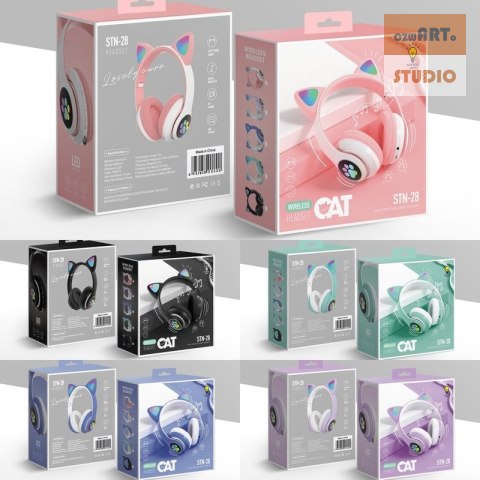 SŁUCHAWKI DLA DZIECI BLUETOOTH LED / KOCIE USZY, BLACK / CZARNY SŁUCHAWKI DLA DZIECI BLUETOOTH LED / KOCIE USZY, BLACK / CZARNY