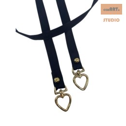 Uniwersalna smycz do telefonu / na ramię Heart-01, BLACK / CZARNY