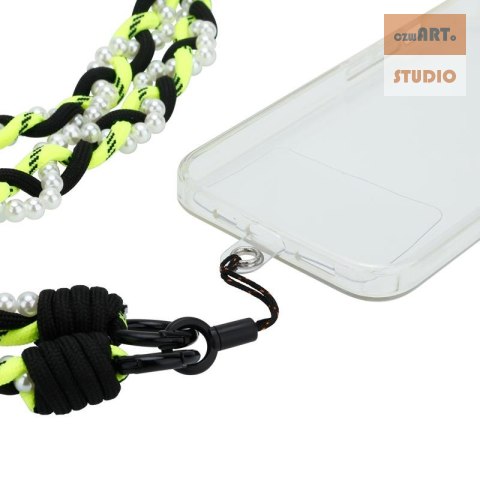 Uniwersalna smycz na szyję do telefonu / na ramię Pearl-08, NEON YELLOW / ŻÓŁTY Uniwersalna smycz na szyję do telefonu / na ramię Pearl-08, NEON YELLOW / ŻÓŁTY