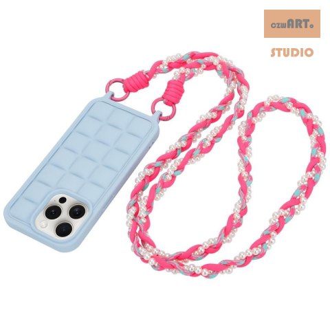Uniwersalna smycz na szyję do telefonu / na ramię Pearl-08, PINK / RÓŻOWY Uniwersalna smycz na szyję do telefonu / na ramię Pearl-08, PINK / RÓŻOWY