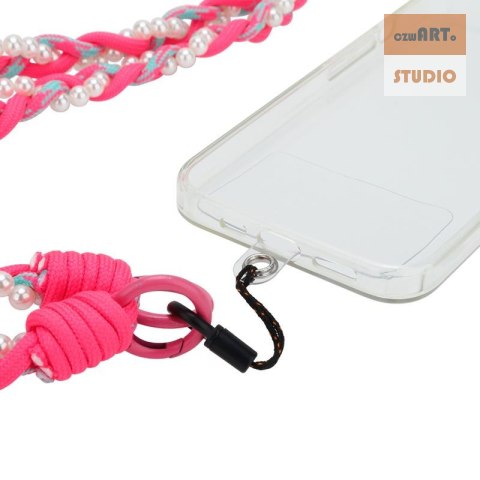 Uniwersalna smycz na szyję do telefonu / na ramię Pearl-08, PINK / RÓŻOWY Uniwersalna smycz na szyję do telefonu / na ramię Pearl-08, PINK / RÓŻOWY