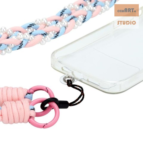 Uniwersalna smycz na szyję do telefonu / na ramię Pearl-08, PINK SAND/PUDROWY RÓŻ Uniwersalna smycz na szyję do telefonu / na ramię Pearl-08, PINK SAND/PUDROWY RÓŻ
