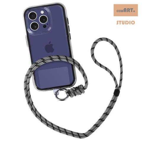 Uniwersalna smycz na szyję do telefonu / na ramię Ring-02, BLACK / CZARNY Uniwersalna smycz na szyję do telefonu / na ramię Ring-02, BLACK / CZARNY