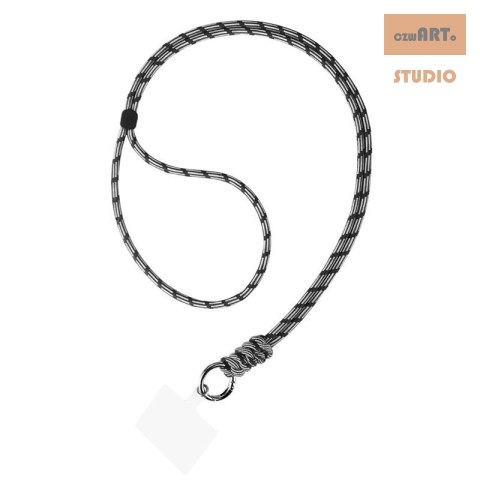Uniwersalna smycz na szyję do telefonu / na ramię Ring-02, BLACK / CZARNY Uniwersalna smycz na szyję do telefonu / na ramię Ring-02, BLACK / CZARNY