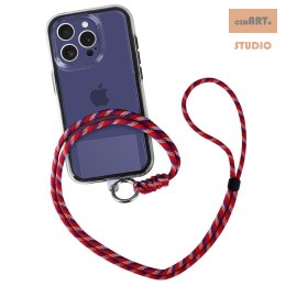 Uniwersalna smycz na szyję do telefonu / na ramię Ring-02, CZERWONO-NIEBIESKI